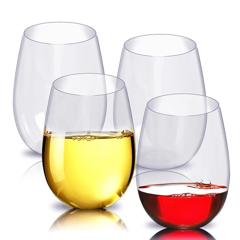 2/4 pezzi di bicchieri da vino in plastica infrangibile da 360/480 ml, riutilizzabili, trasparenti, infrangibili, in PET, per succhi di frutta, birra【Homeclub】