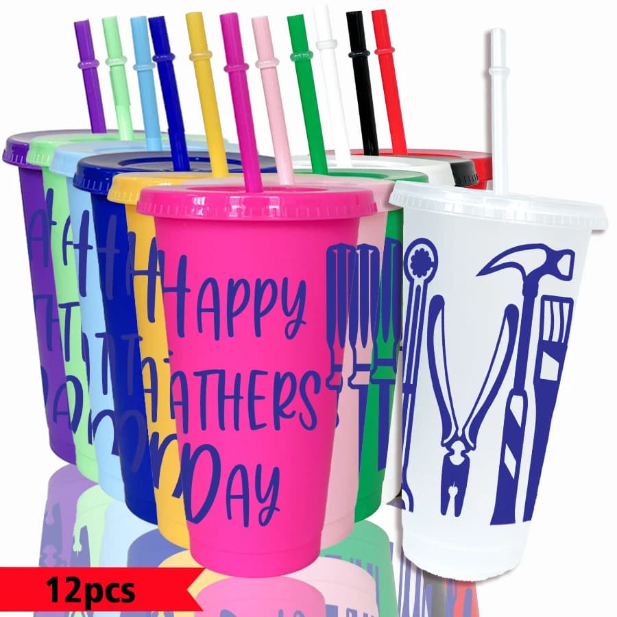 Set di 12 bicchieri in plastica colorata da 26oz con motivi a tema strumenti musicali, ideali per feste di compleanno, ritorno a scuola, regali e per il tifo a partite.