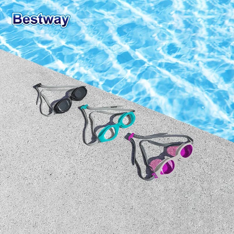 Bestway 21077 Professional waterproof swimwear HD anti-foging 1 pair Comfortable, white frame, clear vision Ideal for men