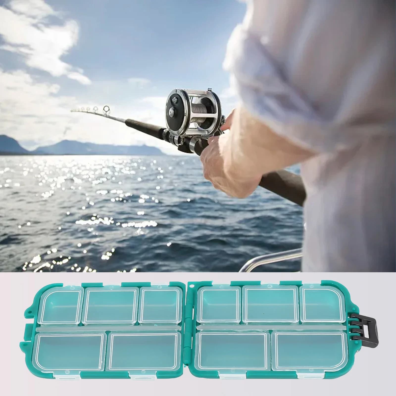 Fishing equipment box Portable case Hooks bait Conservation I love waterproof fishing tool case for baits with 10 grids
