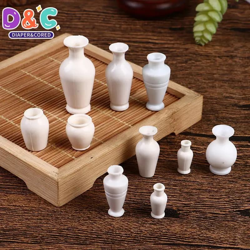 5 pz/set 1:12 casa delle bambole vaso di fiori in miniatura vaso di fiori bianco vaso di simulazione modello di vaso mobili accessori per la decorazione della casa delle bambole
