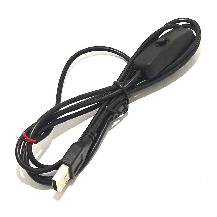 1.5M 1M 1A2A LED Switch Power Supply Wire USB Male to 2-Core with Button ON/OFF For Light Strip Control Switch Cable Black White