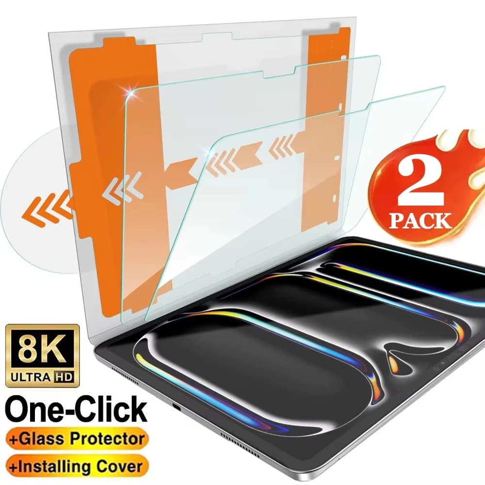 2 pezzi di protezione dello schermo in vetro temperato HD facile da installare per iPad Pro 13 12.9 M4 Air 11 M3 M2 5 4 Mini 6 7 9 9th 10 10th A16 Film