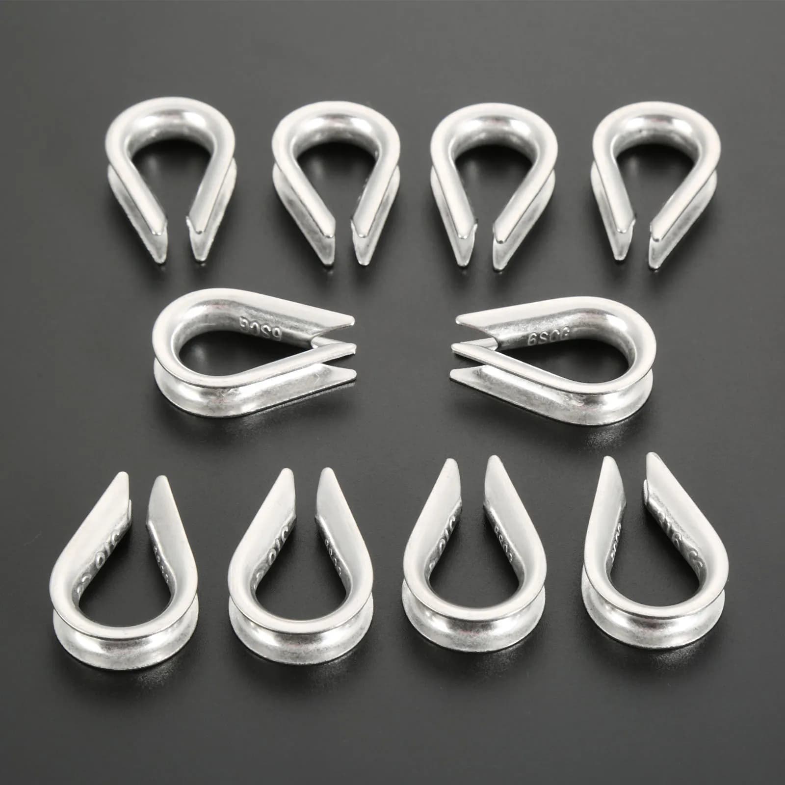 Ditali per cavi in filo di acciaio inossidabile 316 da 10 pezzi adatti per funi metalliche o cavi da 6mm / 1/4 pollici di diametro accessori marini
