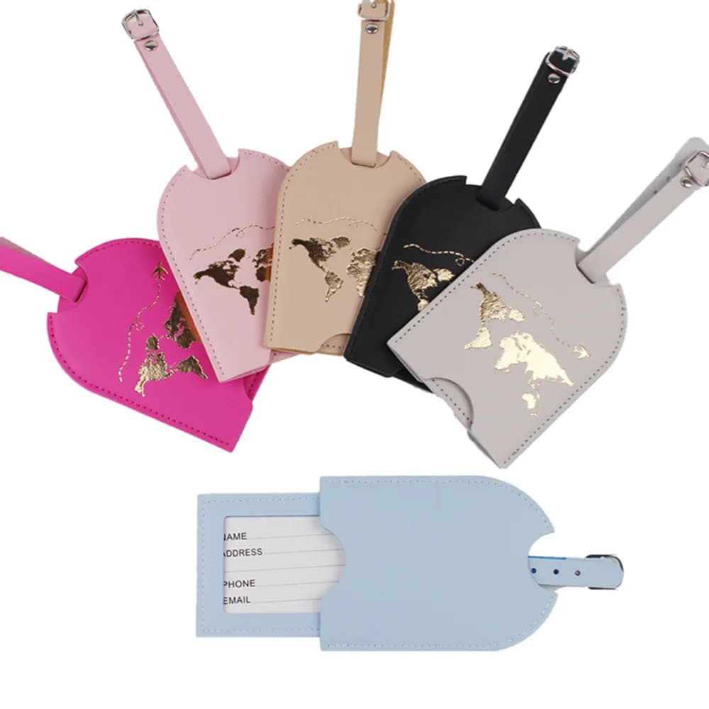 Accessori da viaggio alla moda Etichetta per bagagli carina Etichetta per valigia in pelle PU ID Addres Holder Etichetta per imbarco per bagagli Etichetta portatile