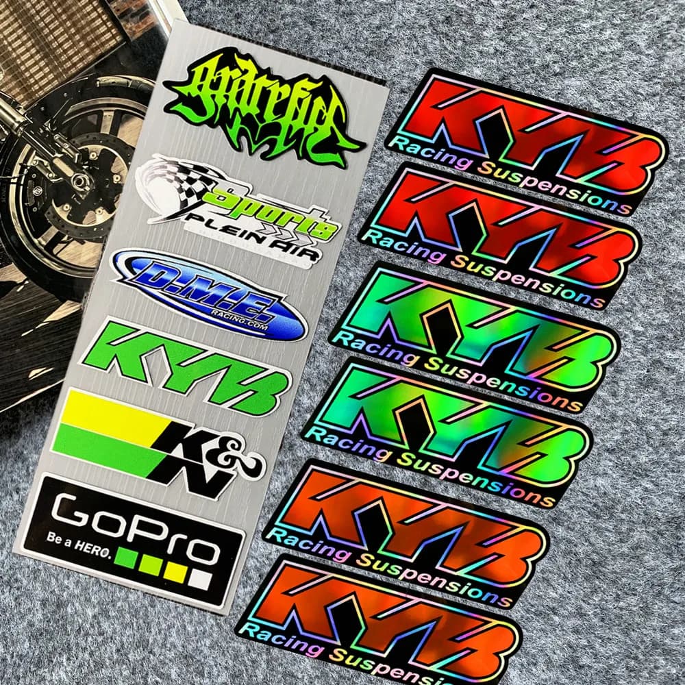 Adesivi per moto da motocross Forcella laser KYB Decalcomania sospensione KN GOPRO Decorazione modifica riflettente per bici