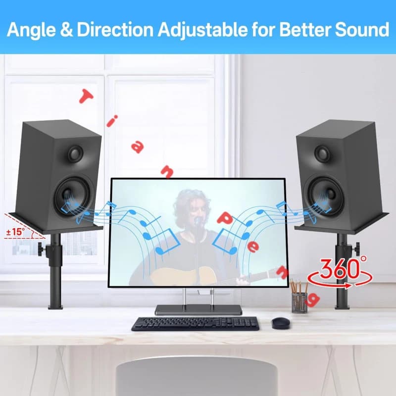Supporto Universale da Scrivania Regolabile per Altoparlanti e Monitor da Studio HIFI