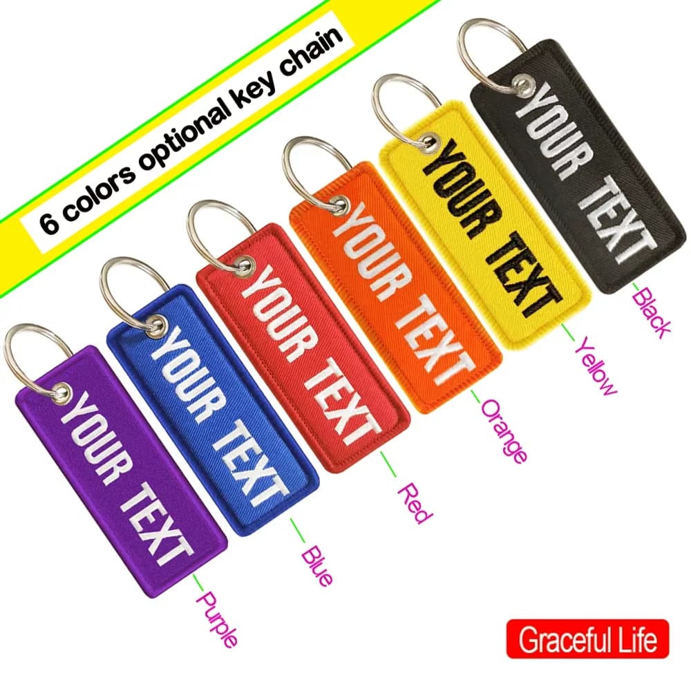 Toppe ricamate personalizzate con nome personalizzato, auto, moto, zaino, serratura, etichetta portachiavi