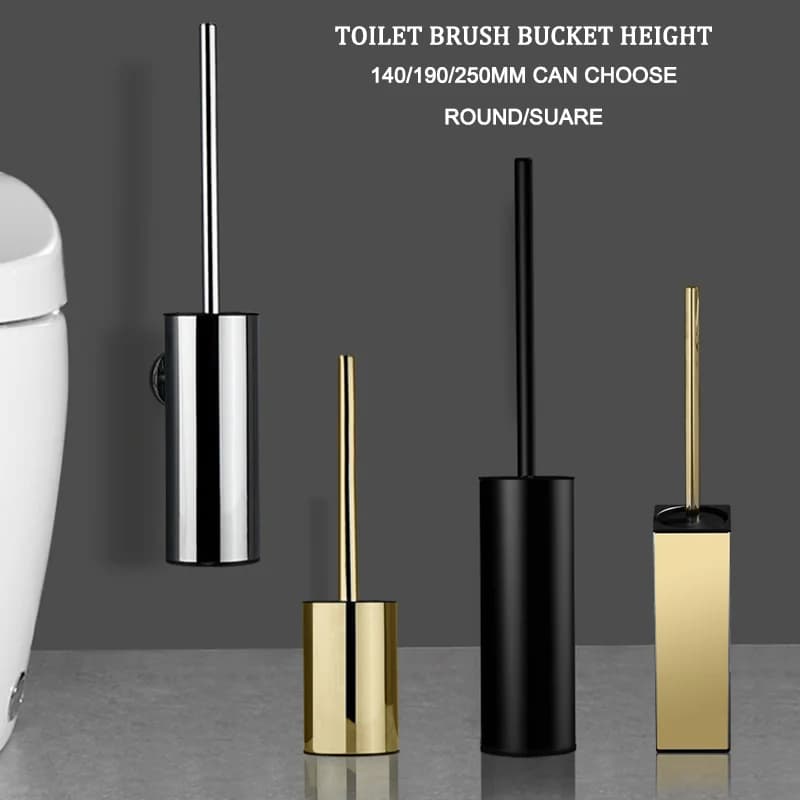 Set porta scopino in oro cromato nero rotondo quadrato strumento pulito scopino verticale durevole accessori per la pulizia del bagno