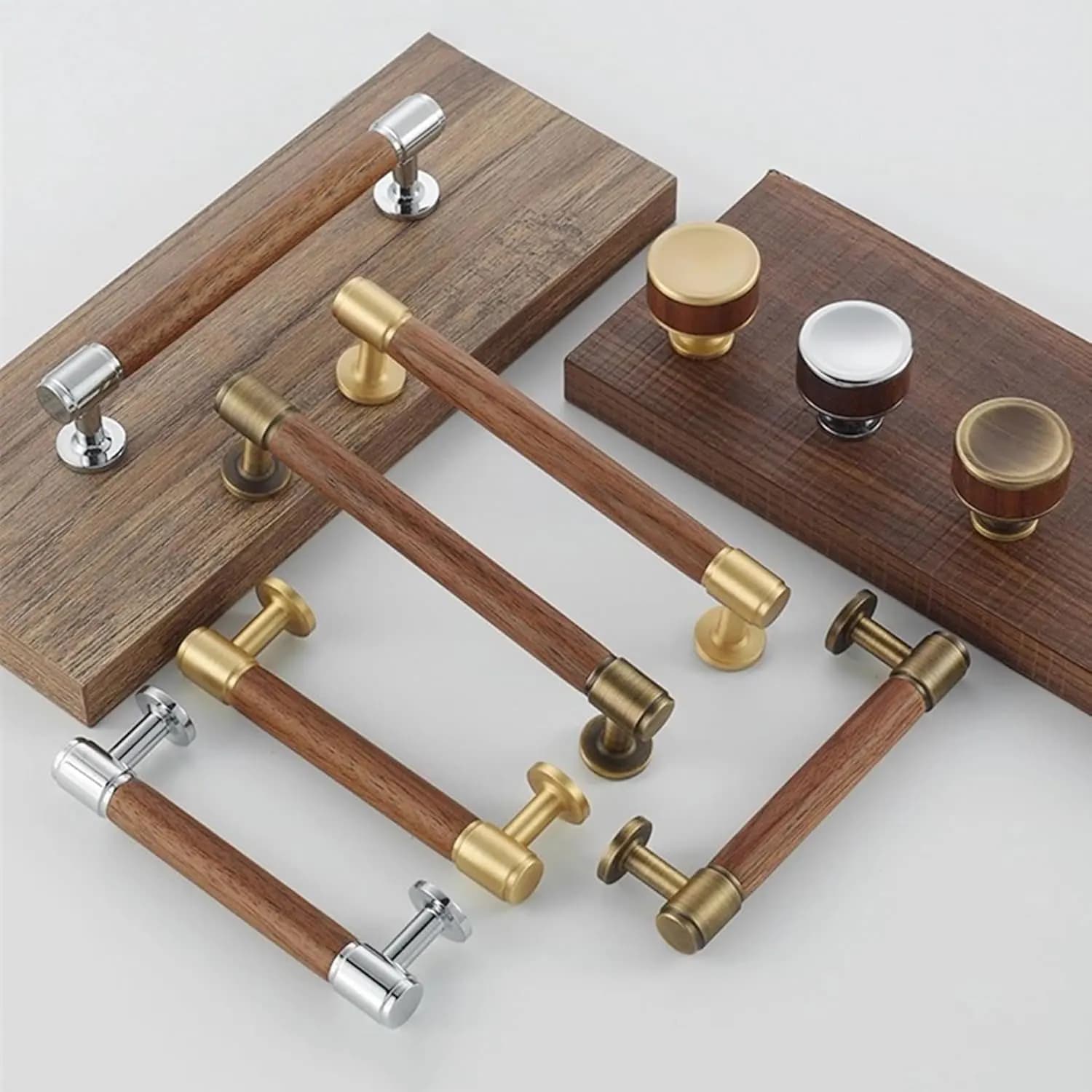 Noce con maniglie per mobili da cucina in ottone, pomelli per cassetti moderni, barra a T, guardaroba antico, maniglie per mobili in legno