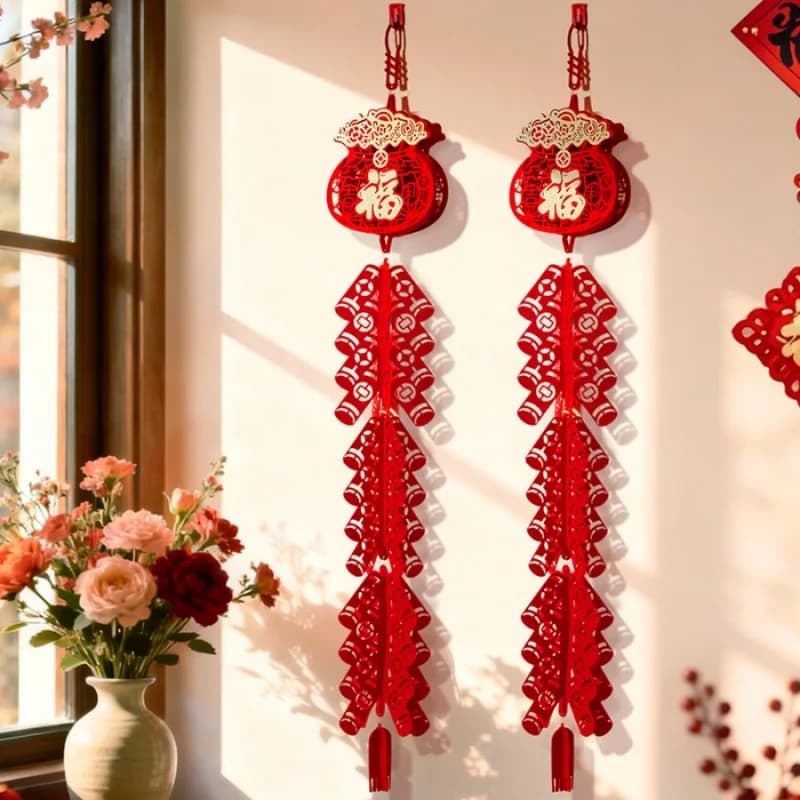 1 pz/2 pz 2026 Anno del Cavallo Festival di Primavera Petardo Decorazione Appesa Decorazione di Capodanno Cinese Appeso Fu Carattere