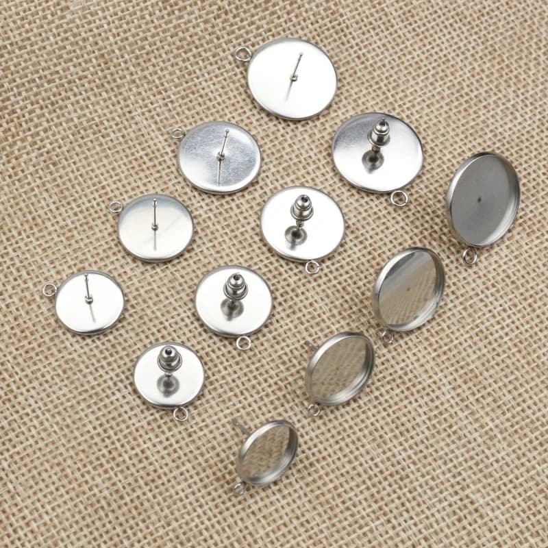 Never Fade 6mm-20mm Stainless Steel Earring Studs Earrings Blank Base,Fit 6-20mm Glass Cabochons DIY Jewelry Accessories