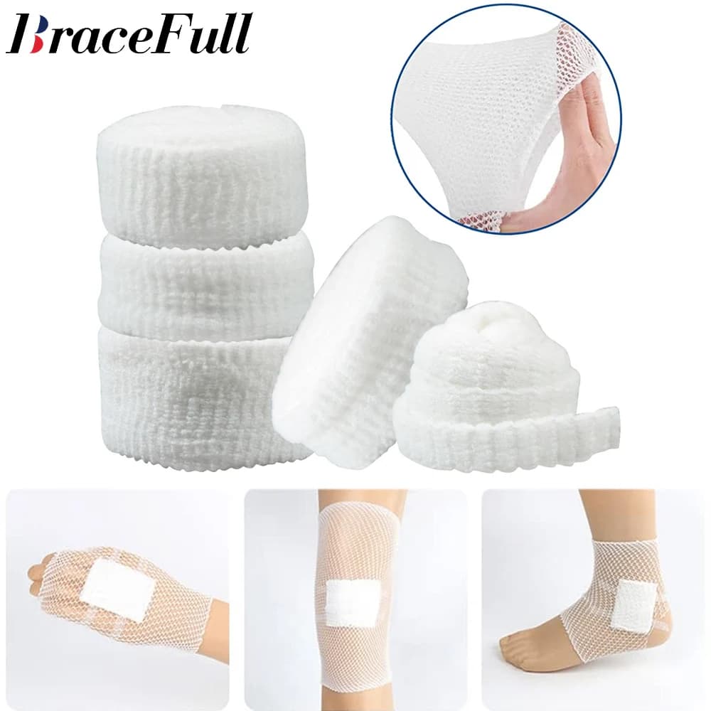 Bendaggio a rete elastica fasciatura tubolare tessuto Non tessuto fasciatura elasticizzata traspirante per medicazione per dita dei piedi del pollice