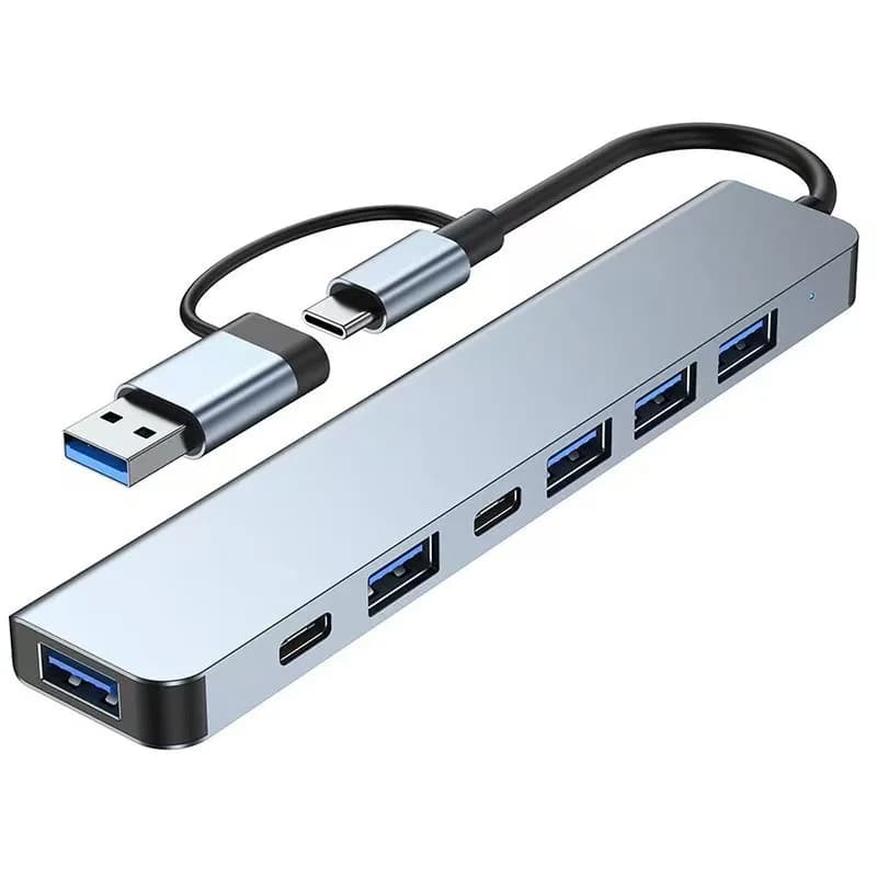 Hub USB A e C a 7 Porte, Concentratore 3.0 2.0, Adattatore Multiplo, Dock Multi-hub, Splitter per Laptop, PC, Accessori di Estensione per Computer