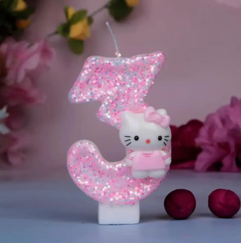 Simpatico gatto Hello Kitty Candele con numeri digitali Candele di compleanno per bambini Decorazioni personalizzate Regali unici per compleanni Forniture per feste