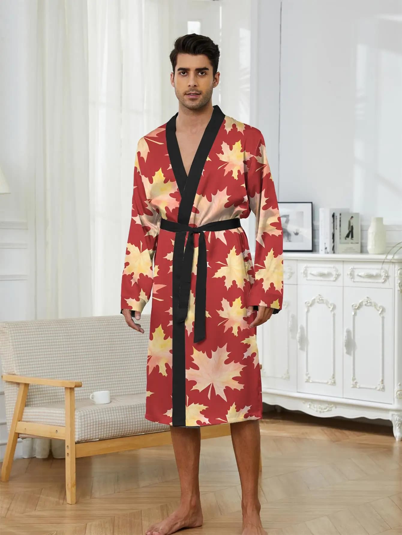1pcs Men's Robes 2026 Spring/Summer Robe man Sleepwear Bathrobe men Graphic robe 3D Printed Breathable Bathrobe man