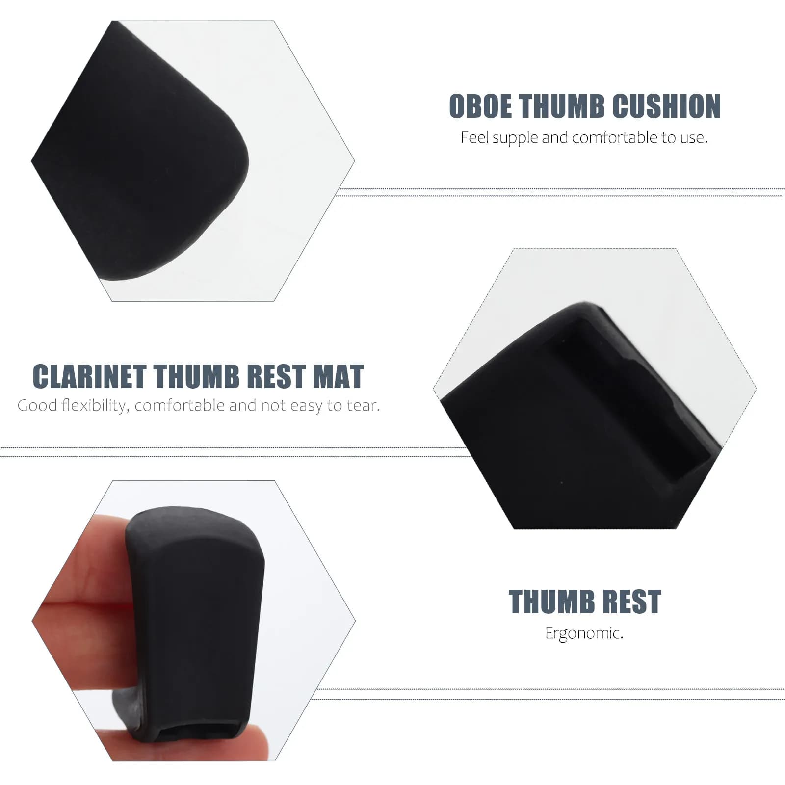 1Pcs High-Durability Rubber Clarinet Thumb Rest Mat Ergonomic Anti-Skid Finger Support Pad for Clarinet Oboe Thumb Rest Cushion
