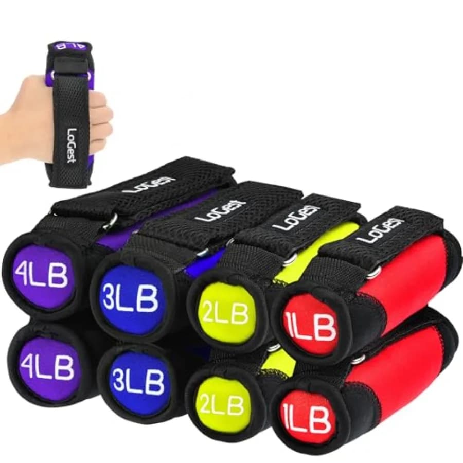Pesi Morbidi per Mani - Manubri Regolabili in Neoprene 1LB 2LB 3LB 4LB - Rosso Giallo Blu Viola - Cinghie in Velcro - Allenamento con Pesi
