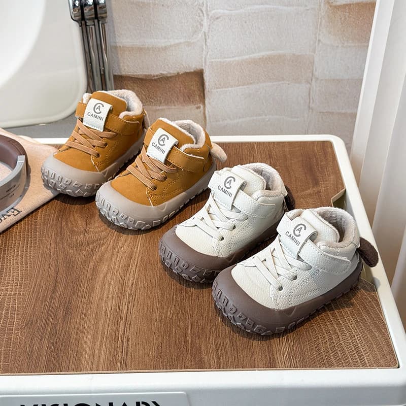 Toddle Bambini Scarpe da passeggio Punta in pelle scamosciata calda e carina Ragazzi Ragazze Scarpe da corsa Morbide 2025 Inverno Nuove scarpe casual per bambini antiscivolo