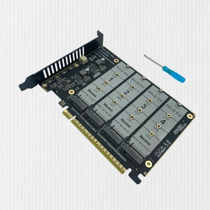 Scheda di espansione M.2 NVMe SSD a PCIe 5.0 4.0 3.0 16X, adattatore M.2 SSD GEN5 GEN4 a 4 porte M2 M Key per 2230 2242 2260 2280