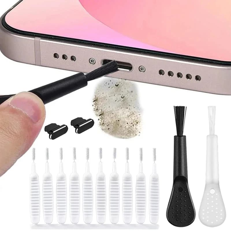 Pulitore per tappi antipolvere per telefono cellulare per porta Lightning per Airpods iPhone 13 Kit di pulizia per tastiera del computer Strumento per pulire la spazzola
