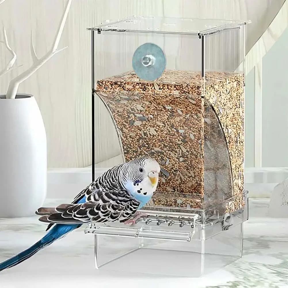 Auto Bird Feeder Cup No Mess Bowl Cage alimentazione automatica Canary Parrot Food Container accessori per gabbie per piccoli parrocchetti
