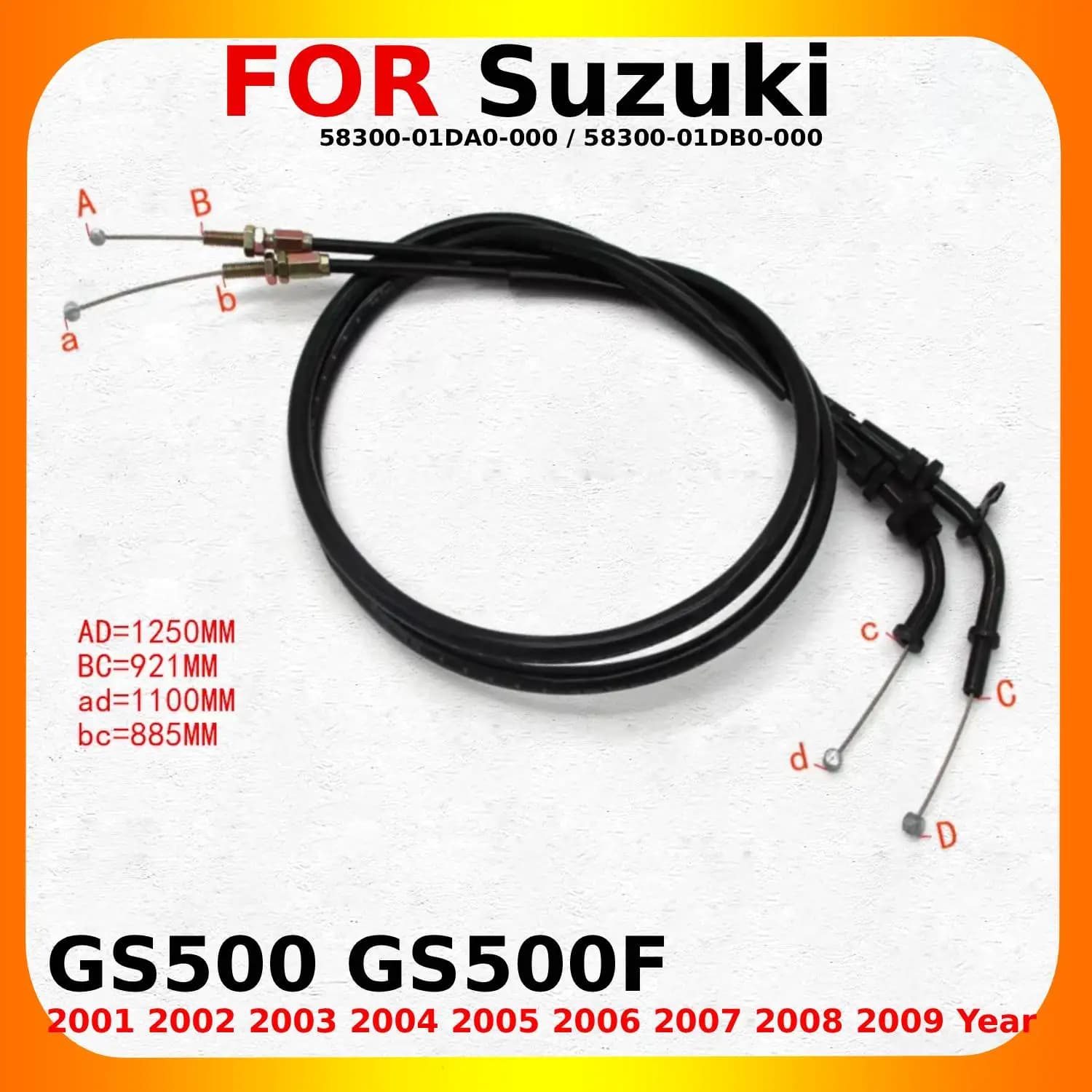 Motorcycle Push & Pull Accelerator Cable Line Wire Acceleration Scooter For Suzuki GS500 GS500F 2001-2009 OEM: 58300-01DA0 Parts
