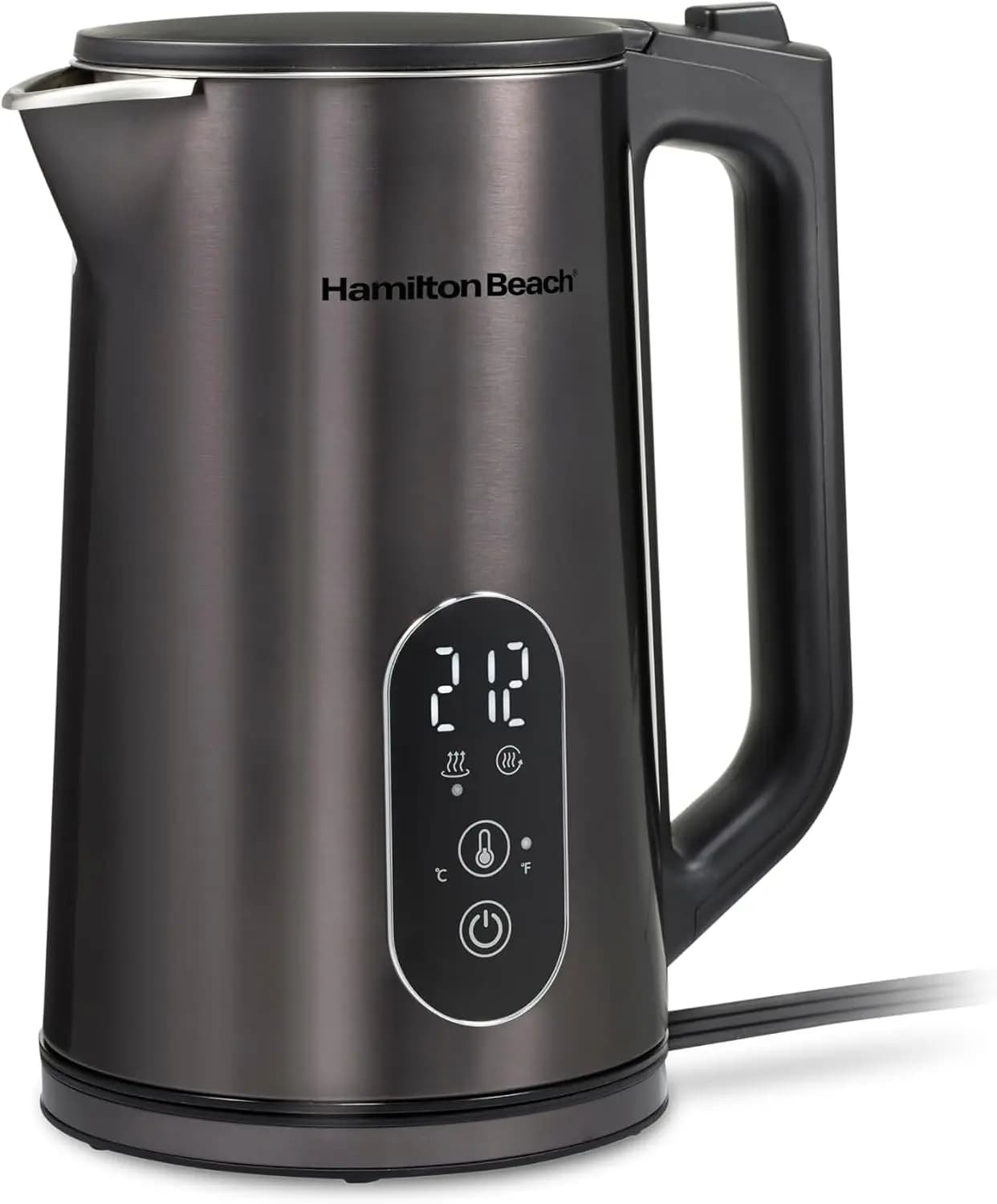 Digital Temperature Control Electric Kettle 1.7L, 5 Preset Modes + Keep Warm, 1500W Fast Boil, BPA Free Double Wall, Black