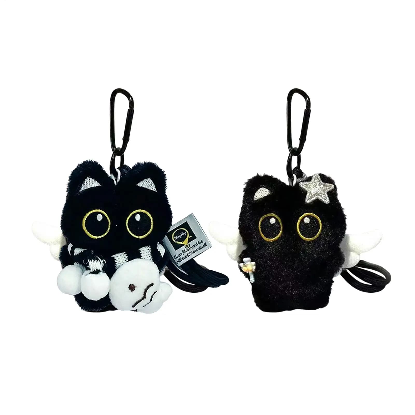 Black Cat Keychain Cute Plush Stuffed Animal Bag Charm Realistic Kawaii Pendant for Backpack Wallet Phone Decor Cat Lover Gift