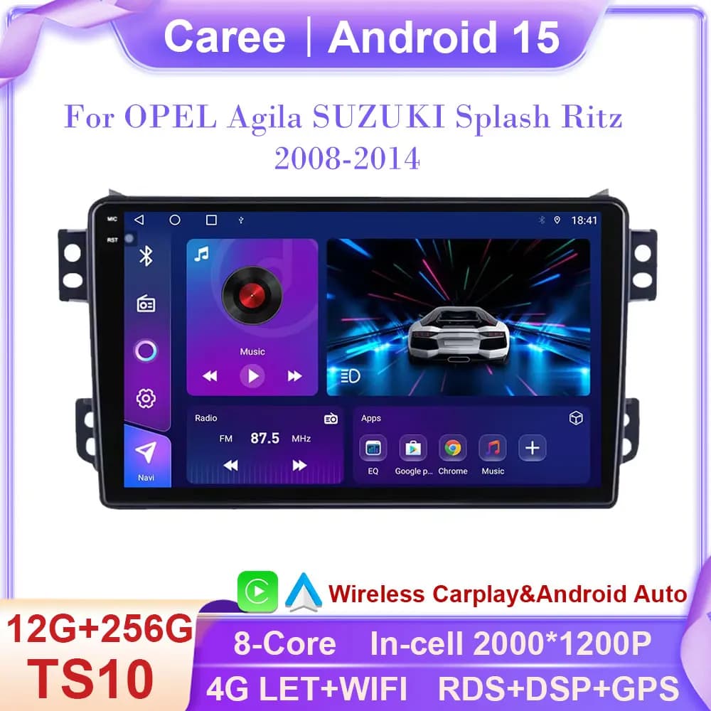For OPEL Agila For SUZUKI Splash Ritz 2008-2014 Multimedia Player GPS Navigation Carplay QELD Touch Screen Auto Stereo No 2din