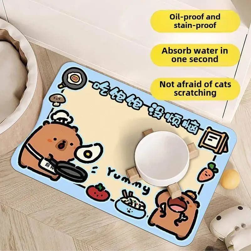 Water Absorbent Pet Bowl Mat Dog Food Tray Pad Non-Slip Bathroom Mat for Pets Home Decorations Pet Supplies