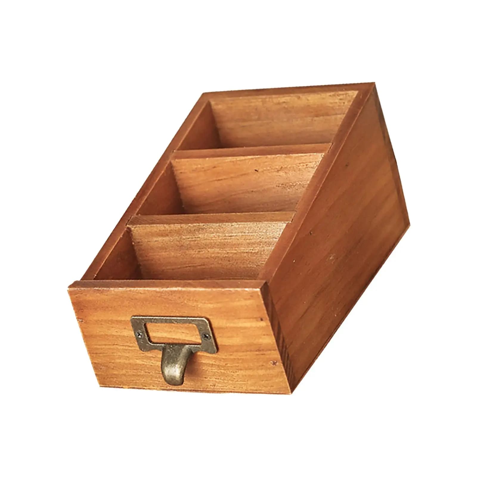 Organizer da Scrivania in Legno, Porta Pennelli Trucco, Mini Portaoggetti Portatile per Ufficio, Contenitore per Telecomandi per Camera da Letto e Scrivania