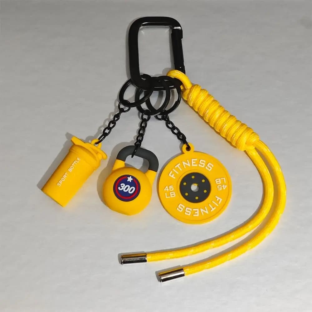Mini Weight Shape Creative Keyring, Kettlebell and Water Glasses with Rectangular Buckle