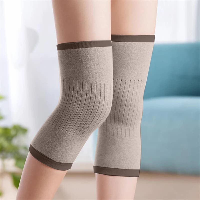 2 pezzi uomo donna scaldamuscoli in cashmere inverno caldo ginocchio in lana termica supporto tutore ciclismo sci corsa manica di compressione del ginocchio
