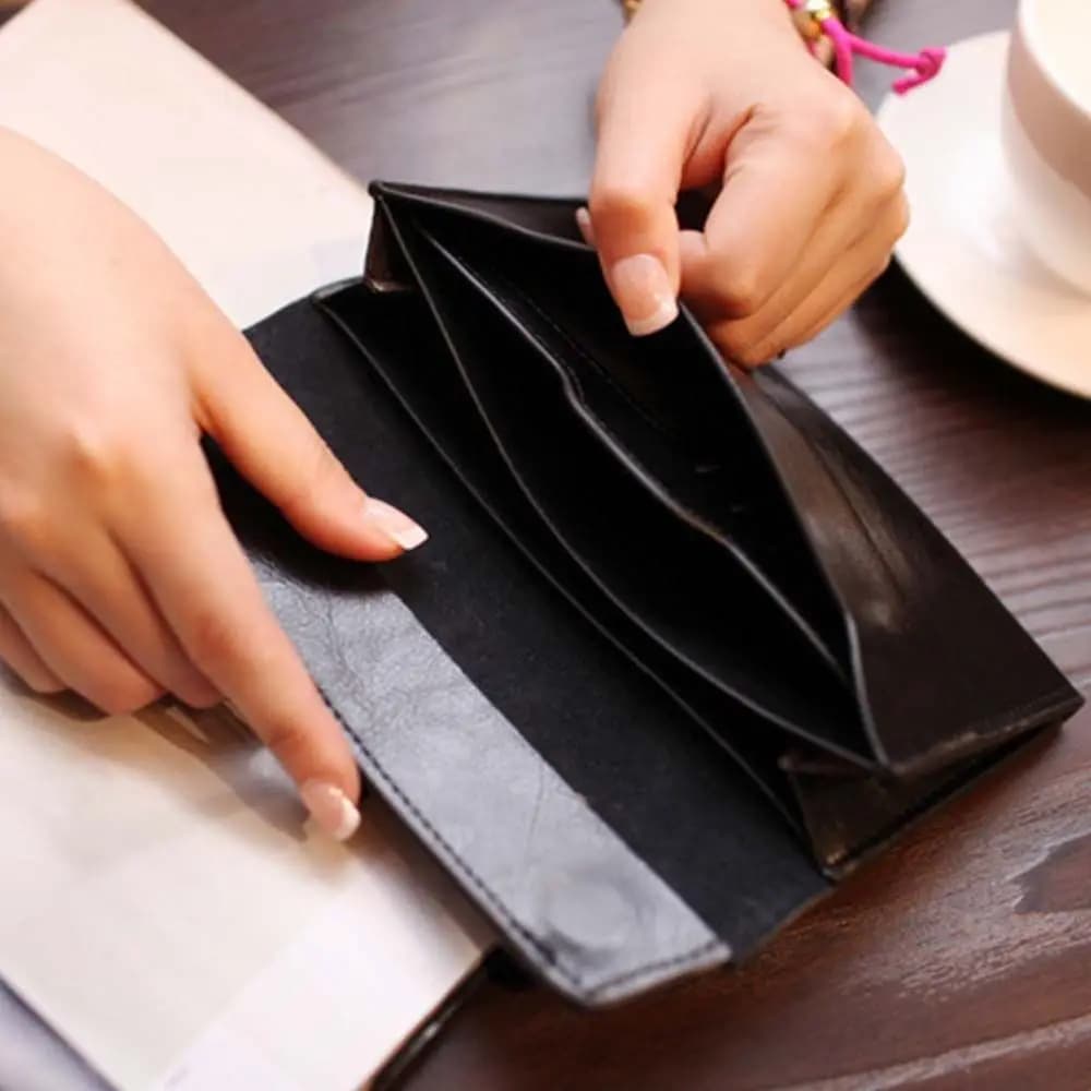 Portafogli a bustina in vera pelle stile coreano da donna, borsa a tracolla lunga multifunzionale, portamonete da esterno
