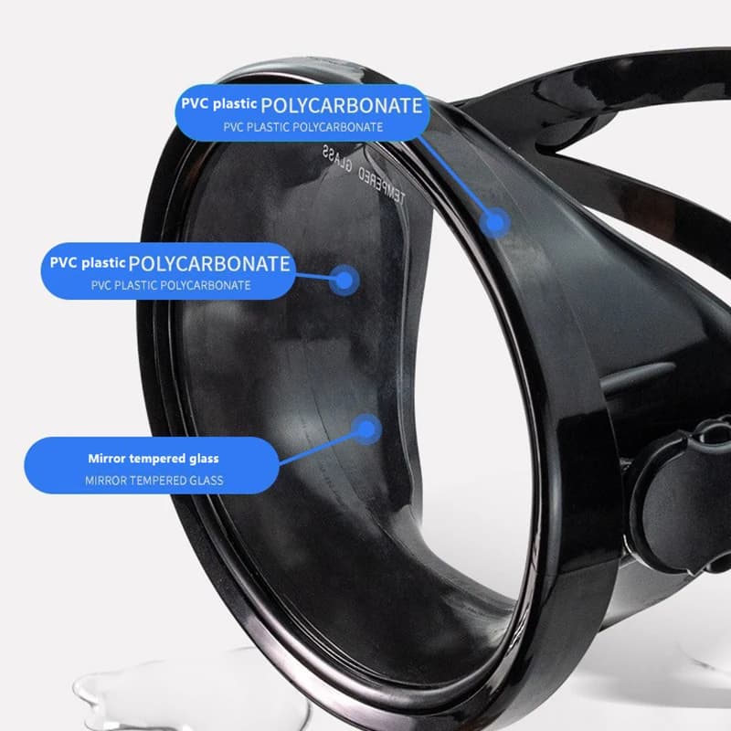 Maschera da Immersione Ovale .1Pc per Snorkeling e Pesca Subacquea, Occhialini Panoramici a Visione Ampia con Lenti in Vetro Temperato per Adulti
