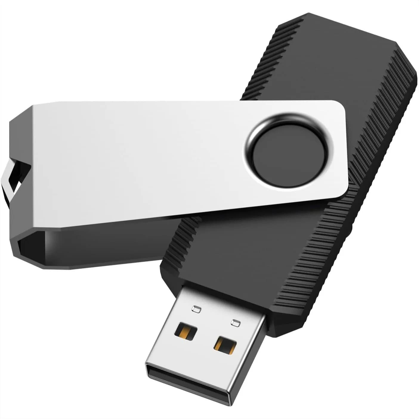 Chiavetta USB 2.0 da 32 GB con girevole in metallo per archiviazione dati, nera