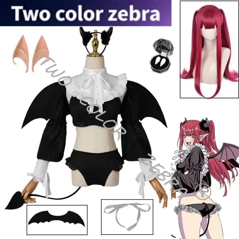 A;3\v,7'd/Anime My Dress Up Darling Kitagawa Marin Bikini Cosplay Costume Full Set Ears Wing Wig Sexy Outfit Roleplayc;3;h\7.l/