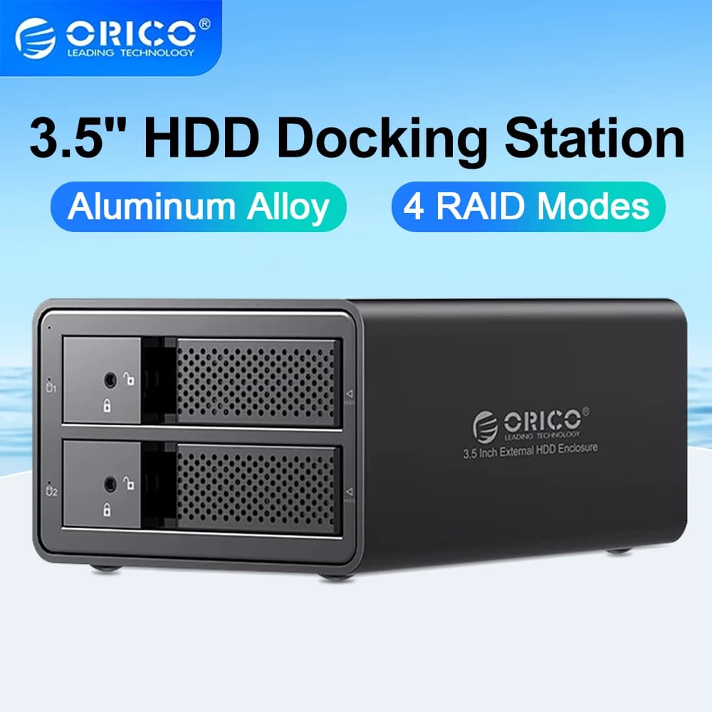 ORICO Docking station per HDD da 3,5 pollici da USB 3.0 a SATA con custodia per disco rigido RAID Extemal Adattatore per custodia HDD in alluminio per laptop