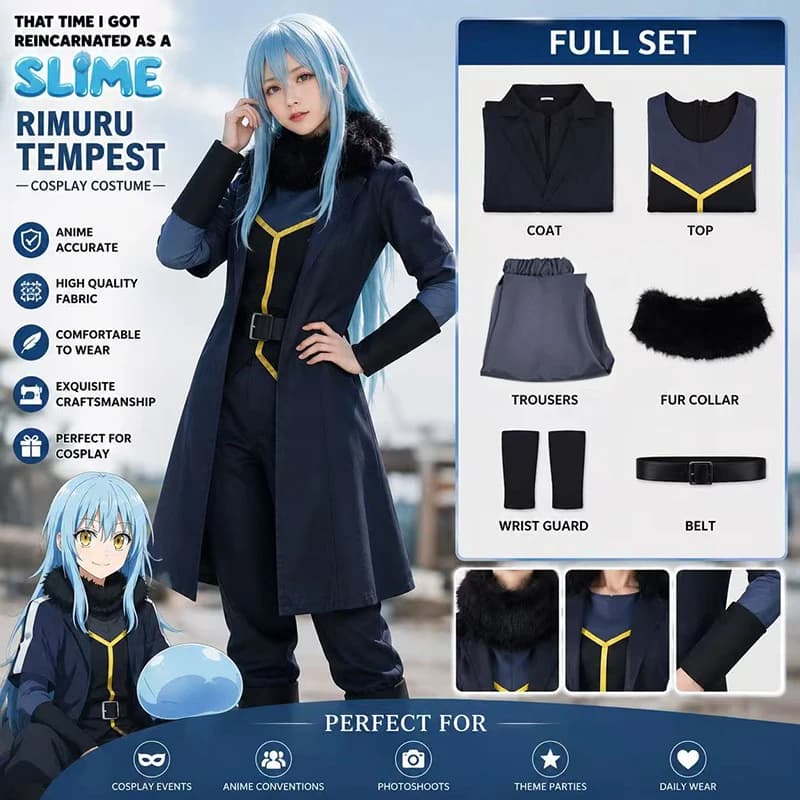 Anime That Time I Got Reincarnated As A Slime Rimuru Tempest Cosplay Costume Wig Role Play Set Halloween Carnival Suit Clothes