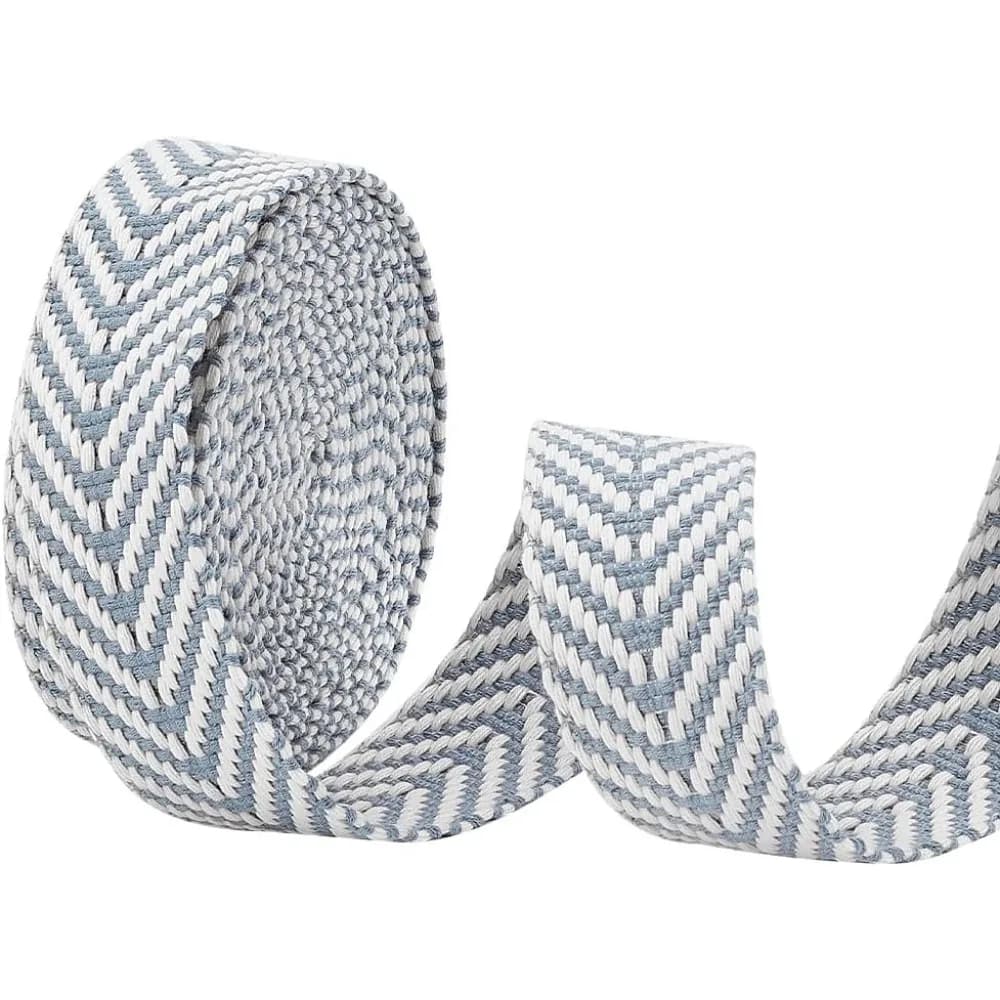 Nastro Jacquard in policotone da 5 metri, accessori per abbigliamento, colore blu acciaio chiaro, 1-1/2 pollici (38 mm)
