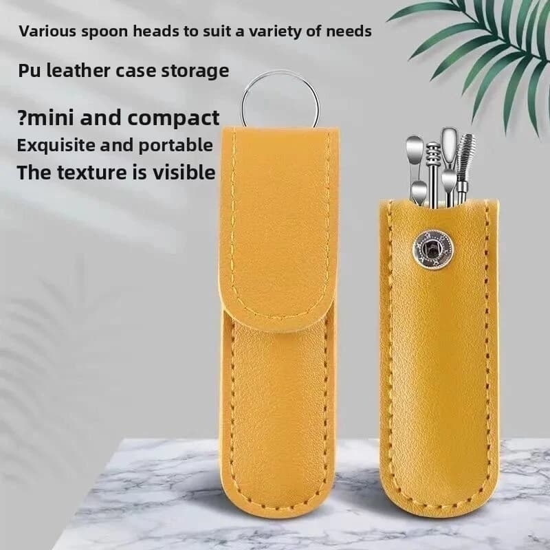 6Pcs Spiral Ear Pick Set with Leather Case, Portable Pocket Ear Wax Removal Tools for Adults Home Use