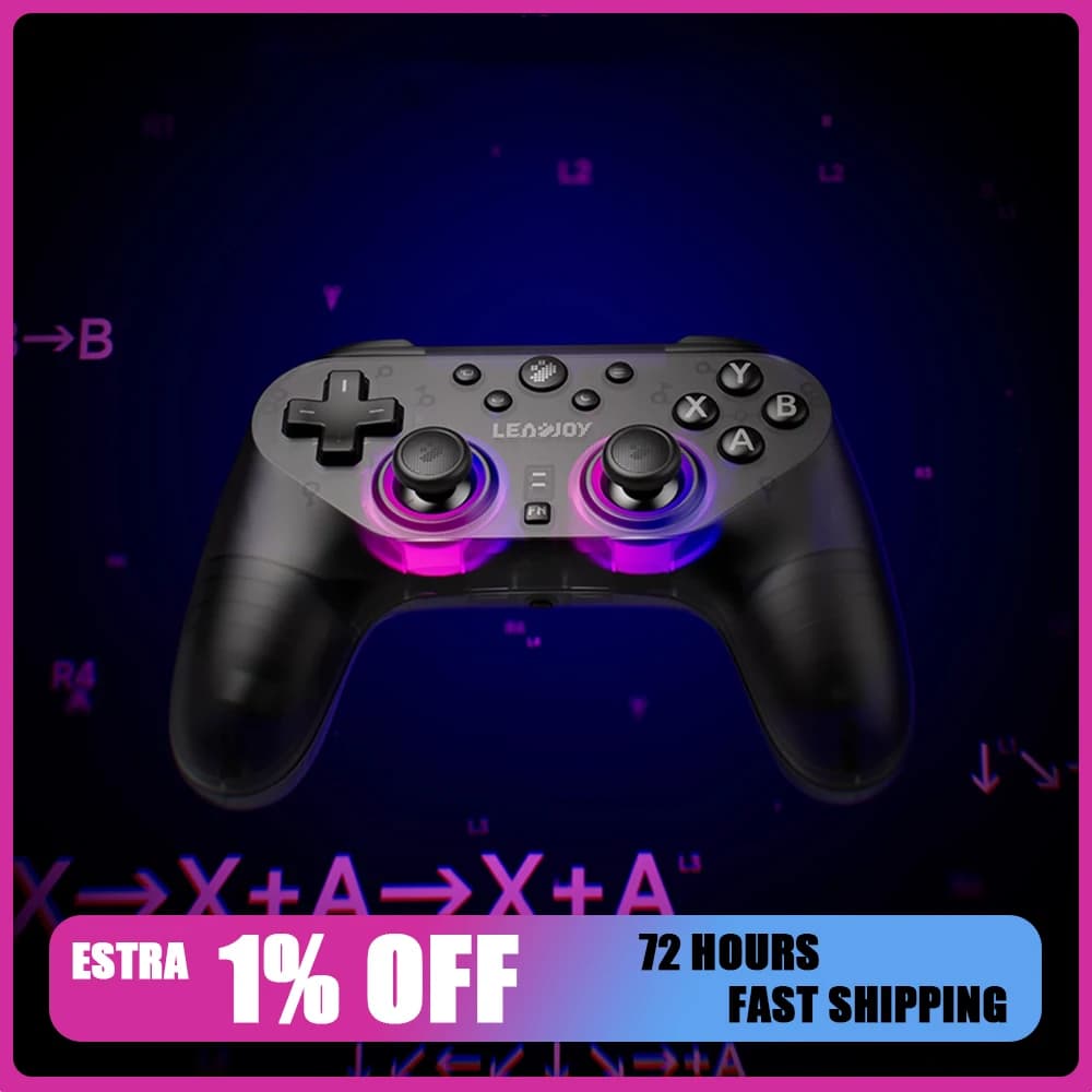 Leadjoy Saber Plus Gamepad 3Mode Wireless Gaming Controller TMR Joystick Hall-Effect Trigger 1000Hz Gamepads for NS/PC/PS4/Phone