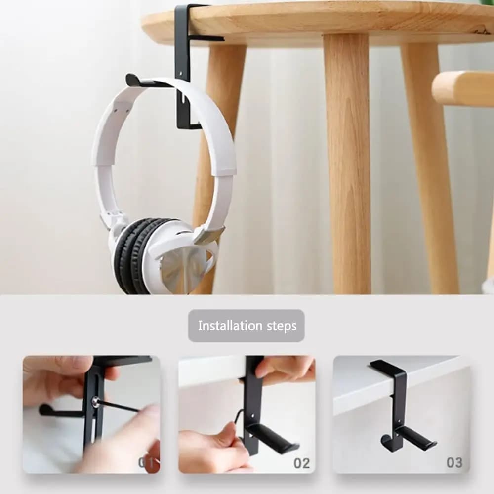 Bracket Table Clamp Headphone Stand Hook Stand Rack Adjustable Headphone Rack Metal With Cushion Headphone Bracket Gaming Setup