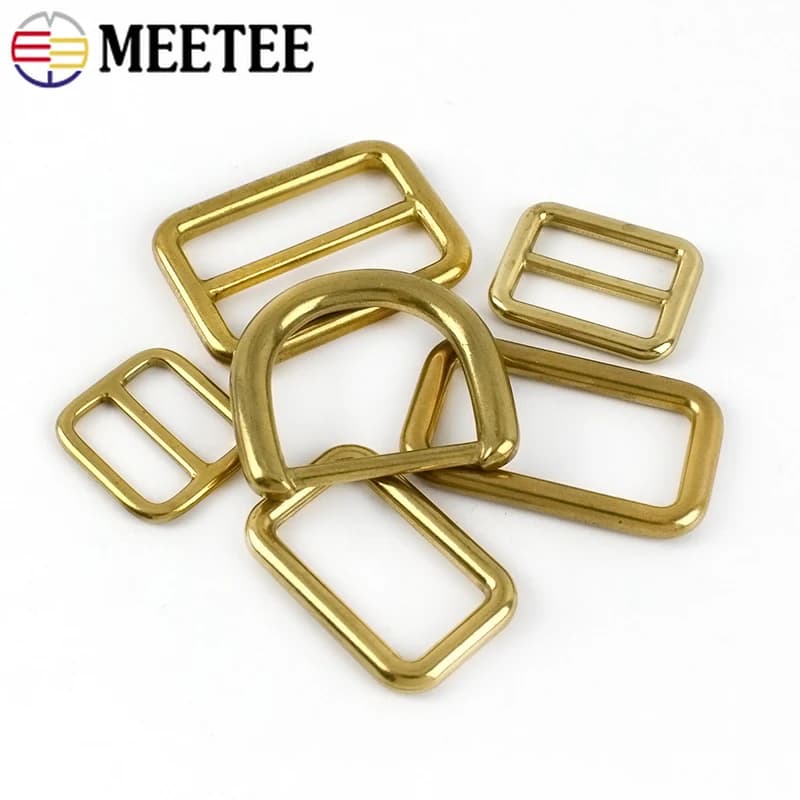 2/4 Pezzi Fibbie in Ottone Massiccio da 15-38mm per Cinghie Borsa, Fibbia Scorrevole Tri-Glide, Anello a D, Moschettone per Zaino, Accessori Fai da Te