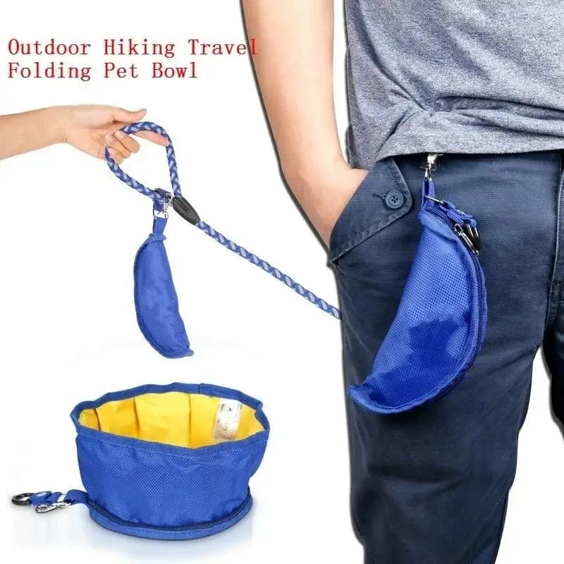 1100ML Foldable Dog Water Bowl With Food Storage Bag, Portable Pet Drinking Container For Travel Hiking Camping