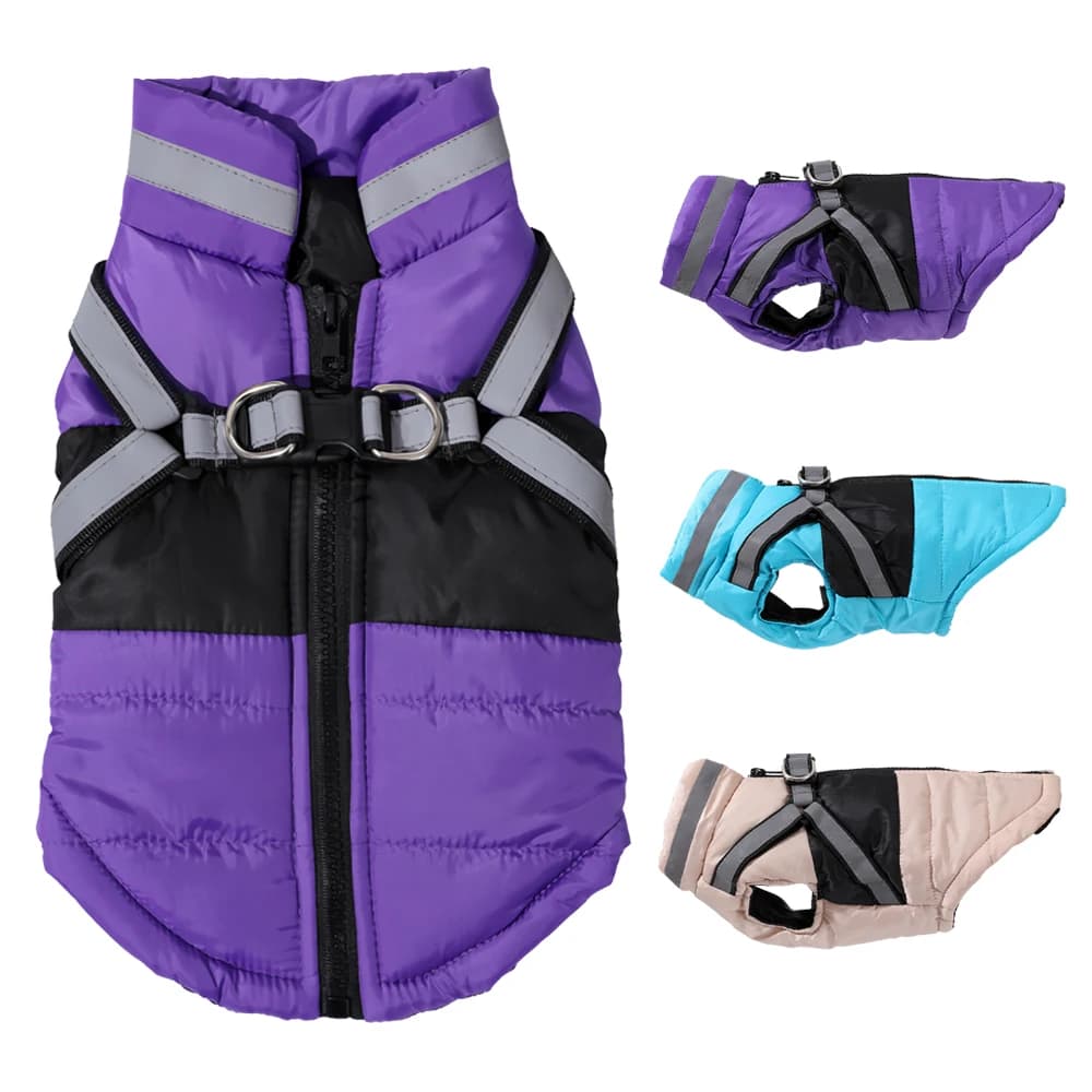 Giacca per cani Abbigliamento invernale impermeabile per animali domestici con imbracatura per cani di piccola taglia media Gatti Cappotto per cuccioli Abbigliamento riflettente per bulldog francese