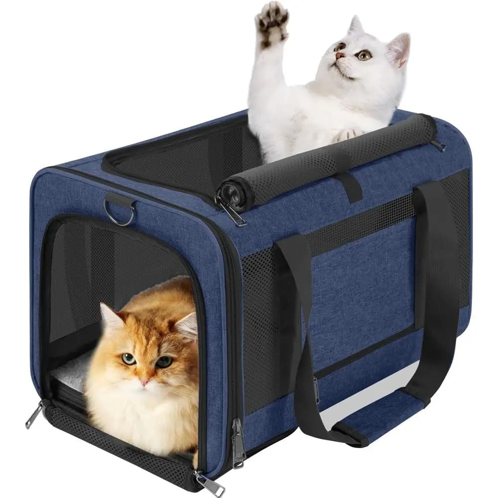 Trasportino da viaggio grande per cani e gatti fino a 25 libbre, blu navy