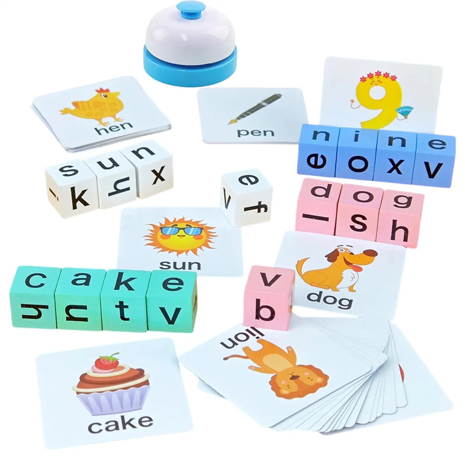Giochi di ortografia con blocchi di legno, puzzle e carte didattiche per bambini dai 3 anni in su, per casa, classe, scuola e scuola materna