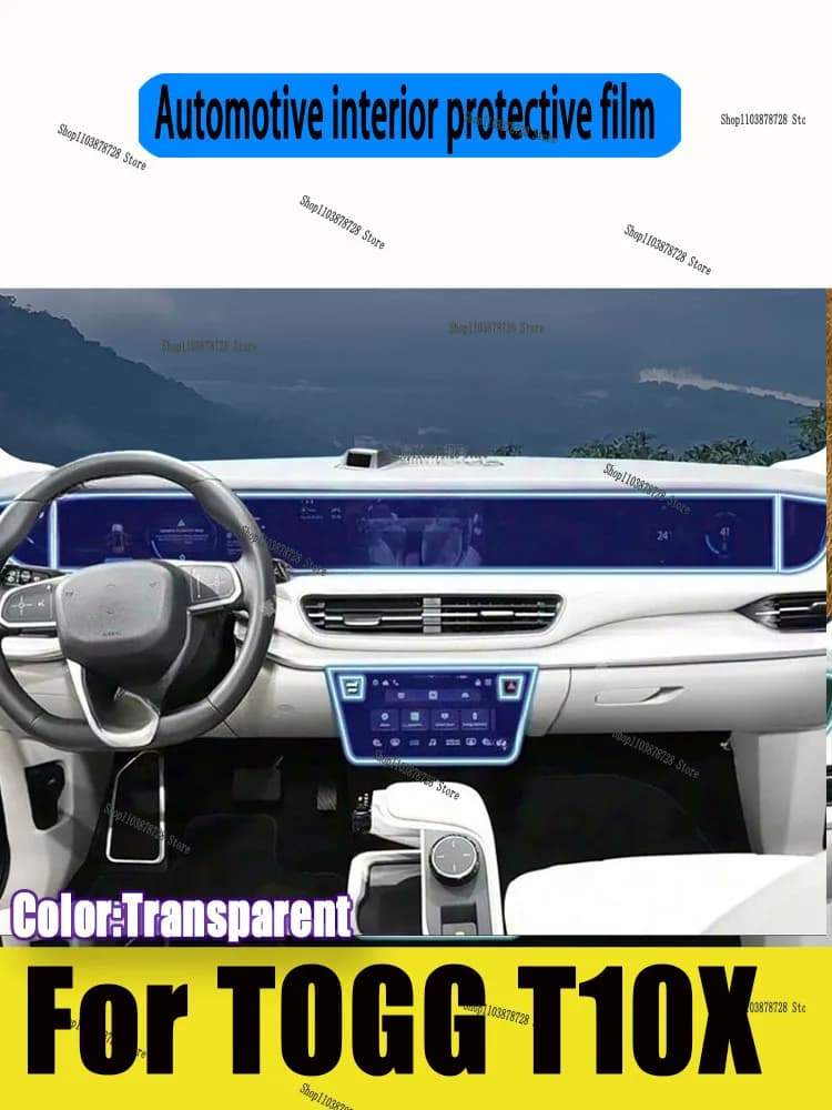 For TOGG T10X (2025-2026) TPU Gearbox Panel Dashboard Screen Protective Film Interior Cover Anti-Scratch Car Accessories
